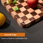 Bokaiya Wood Cutting Board Set for Kitchen, 3-Piece Set Checkered Chopping Board with Juice Groove& Handles Extra Large Thick Wooden Board for Meat Vegetables Fruit Ideal Gift for the Home