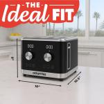 Gourmia 4 Slice Toaster, Double-Sided – Dual Independent Controls, Bagel, Defrost & Reheat Mode, 6 Browning Levels, Extra Wide Slots, Removable Crumb Tray, Compact Design, Black
