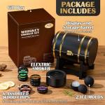 Electric Whiskey Smoker Kit with Wooden Display Barrel, Rechargeable Cocktail Smoker Kit with 6 Premium Wood Chips for Old Fashioned & Whiskey – Bar Gift for Men, Dad, Husband (No Butane Needed)
