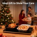 Electric Warming Tray 20" x 12", Glass-Top Full-Surface Food Warmer with Adjustable Temperature & Timer, Buffet Warming Tray for Parties, Sabbath, Holiday Parties, Daily Dining