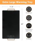 Electric Warming Tray 20" x 12", Glass-Top Full-Surface Food Warmer with Adjustable Temperature & Timer, Buffet Warming Tray for Parties, Sabbath, Holiday Parties, Daily Dining