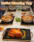 Electric Warming Tray 20" x 12", Glass-Top Full-Surface Food Warmer with Adjustable Temperature & Timer, Buffet Warming Tray for Parties, Sabbath, Holiday Parties, Daily Dining