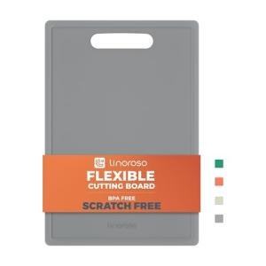Linoroso Flexible Kitchen Cutting Board - Made from BPA Free Material - Cutting Mark Prevention, 10x14 Inches, Non-Slip Design - Easy-Care Kitchen Essential, Ultimate Gray