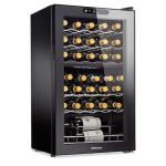 Wine Enthusiast 32-Bottle Dual Zone MAX Compressor Wine Cooler – Freestanding Mini Fridge with Digital Touchscreen, LED Display, Split Storage for Red & White Wines, Matte Black Refrigerator Home Bar