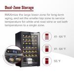 Wine Enthusiast 32-Bottle Dual Zone MAX Compressor Wine Cooler – Freestanding Mini Fridge with Digital Touchscreen, LED Display, Split Storage for Red & White Wines, Matte Black Refrigerator Home Bar