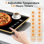 Electric Warming Tray, Extra-Long 47.24'' x 11.81'' Glass Surface, 3-in-1 Warming Mat for Food, with 7 Temperature + 8-Hour Timer Settings, Modular Food Warmers for Parties Buffet for Catering
