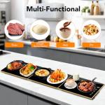 Electric Warming Tray, Extra-Long 47.24'' x 11.81'' Glass Surface, 3-in-1 Warming Mat for Food, with 7 Temperature + 8-Hour Timer Settings, Modular Food Warmers for Parties Buffet for Catering