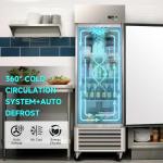 Commercial Reach-In Freezer, Upright Stainless Steel Freezer, Auto-Defrost, Digital Temperature Control, for Restaurant Kitchen Bar Cafe (Blanco)