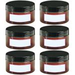 8 oz Plastic Container Jars with Labels, 6 Pcs Empty Round Cosmetic Containers with Black Lid for Cream, Body Butter, Makeup, Travel Samples (Amber)