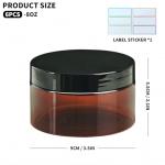 8 oz Plastic Container Jars with Labels, 6 Pcs Empty Round Cosmetic Containers with Black Lid for Cream, Body Butter, Makeup, Travel Samples (Amber)