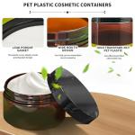 8 oz Plastic Container Jars with Labels, 6 Pcs Empty Round Cosmetic Containers with Black Lid for Cream, Body Butter, Makeup, Travel Samples (Amber)