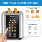 Kenmore 2-Slice Toaster | Color Touch Screen & 6 Shade Settings | Extra Wide Slots | Digital Countdown Timer | Customizable Smart Presets | Reheat, Defrost, Add Time Functions | Stainless Steel