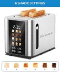 Kenmore 2-Slice Toaster | Color Touch Screen & 6 Shade Settings | Extra Wide Slots | Digital Countdown Timer | Customizable Smart Presets | Reheat, Defrost, Add Time Functions | Stainless Steel