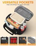 HOTOR Lunch Box for Men and Women - Leak-Proof Insulated Lunch Cooler Bag with Adjustable Strap, Multiple Pockets for Office, Picnic, Hiking, Beach, 1 Layer, 8L, Black, 9.8" x 8.7" x 5.9"
