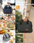 HOTOR Lunch Box for Men and Women - Leak-Proof Insulated Lunch Cooler Bag with Adjustable Strap, Multiple Pockets for Office, Picnic, Hiking, Beach, 1 Layer, 8L, Black, 9.8" x 8.7" x 5.9"