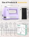 Z-DESDEMONA Electric Hand Mixer, Powerful 300W Hand Mixer Electric Handheld with 304 Beaters, Dough Hook,Hand Held Mixer with Turbo for Baking Cakes, Eggs, Cream Food(Purple)