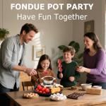 SANGLE SOPFFY 2 in 1 Fondue Pot & Electric S'mores Maker - Cheese and Chocolate Fondue Set with Temperature Control,Detachable Trays,Fondue Pot Electric Set w 4 Forks,Perfect for Parties,Family Gifts