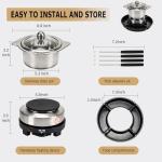 SANGLE SOPFFY 2 in 1 Fondue Pot & Electric S'mores Maker - Cheese and Chocolate Fondue Set with Temperature Control,Detachable Trays,Fondue Pot Electric Set w 4 Forks,Perfect for Parties,Family Gifts