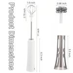 Rechargeable Milk Frother Hanheld, Dual Spring Whisk Electric Coffee Frother, Portable Hand Frother Wand Drink Mixer for Matcha Lattes Cappuccino, Kitchen Gifts, White