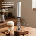 Rechargeable Milk Frother Hanheld, Dual Spring Whisk Electric Coffee Frother, Portable Hand Frother Wand Drink Mixer for Matcha Lattes Cappuccino, Kitchen Gifts, White