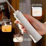 Rechargeable Milk Frother Hanheld, Dual Spring Whisk Electric Coffee Frother, Portable Hand Frother Wand Drink Mixer for Matcha Lattes Cappuccino, Kitchen Gifts, White