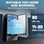 Coolski 15" W Commercial Under Counter Ice Maker Machine, 80 LBS/Day Stainless Steel Built-in Freestanding Ice Maker with Water Filter, for Home Apartment & Commercial Use