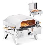 VEVOR 2 IN 1 Outdoor Pizza Oven, 13 in Propane Pizza Oven & Grill, 12,000 BTU Tabletop Propane Gas Oven with Pizza-Stone, Thermometer, Stainless Steel Portable Grill, for Camping & Backyard
