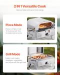 VEVOR 2 IN 1 Outdoor Pizza Oven, 13 in Propane Pizza Oven & Grill, 12,000 BTU Tabletop Propane Gas Oven with Pizza-Stone, Thermometer, Stainless Steel Portable Grill, for Camping & Backyard