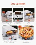 VEVOR 2 IN 1 Outdoor Pizza Oven, 13 in Propane Pizza Oven & Grill, 12,000 BTU Tabletop Propane Gas Oven with Pizza-Stone, Thermometer, Stainless Steel Portable Grill, for Camping & Backyard