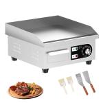 HTTSICHI 14’’ Commercial Electric Griddle - Electric Cast Iron Griddle w/Stainless Steel Material and Non-Stick, 110V Commercial Griddle w/ 1/2" Thick Iron Cooking Plate for Indoor and Restaurant