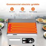 HTTSICHI 14’’ Commercial Electric Griddle - Electric Cast Iron Griddle w/Stainless Steel Material and Non-Stick, 110V Commercial Griddle w/ 1/2" Thick Iron Cooking Plate for Indoor and Restaurant