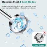 Colarlemo 1800W Immersion Blender Handheld 4-in-1 Hand Blender Stick for Ice Crushing Smoothie, Baby Food, Soup, 8 Speed Hand Mixer Turbo Boost Stainless Steel Blade with Whisk, Chopper, Beaker