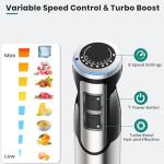 Colarlemo 1800W Immersion Blender Handheld 4-in-1 Hand Blender Stick for Ice Crushing Smoothie, Baby Food, Soup, 8 Speed Hand Mixer Turbo Boost Stainless Steel Blade with Whisk, Chopper, Beaker