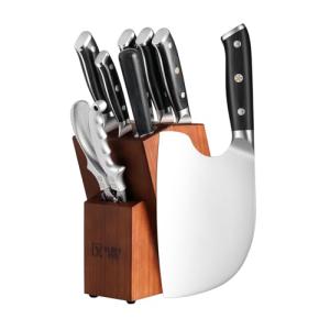 XCHIEF PRO 9 Pieces Knife Set with Block, Hand Forged High Carbon Steel Sharp Blade Cooking Knives Set with Holder for Kitchen, Block Chef Knife Set Professional, Best Gifts for Men Women