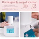 Cute Automatic foaming Soap Dispenser, White, Sensor Hand sanitizer Dispenser Wall Mount for Bathroom& Kitchen Kids Rechargeable countertop refillable soap Dispenser touchless with Tray(White)