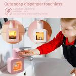 Cute Automatic foaming Soap Dispenser, White, Sensor Hand sanitizer Dispenser Wall Mount for Bathroom& Kitchen Kids Rechargeable countertop refillable soap Dispenser touchless with Tray(White)