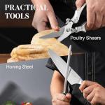 XCHIEF PRO 9 Pieces Knife Set with Block, Hand Forged High Carbon Steel Sharp Blade Cooking Knives Set with Holder for Kitchen, Block Chef Knife Set Professional, Best Gifts for Men Women