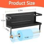 Magnetic Paper Towel Holder for Fridge, Magnetic Spice Rack for Refrigerator, 2-in-1 Foldable Shelf for Side of Refrigerator, Kitchen Countertop Organizers and Wall Mount Storage