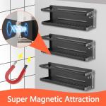 Magnetic Paper Towel Holder for Fridge, Magnetic Spice Rack for Refrigerator, 2-in-1 Foldable Shelf for Side of Refrigerator, Kitchen Countertop Organizers and Wall Mount Storage