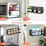 Magnetic Paper Towel Holder for Fridge, Magnetic Spice Rack for Refrigerator, 2-in-1 Foldable Shelf for Side of Refrigerator, Kitchen Countertop Organizers and Wall Mount Storage