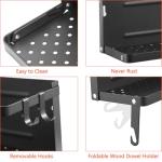 Magnetic Paper Towel Holder for Fridge, Magnetic Spice Rack for Refrigerator, 2-in-1 Foldable Shelf for Side of Refrigerator, Kitchen Countertop Organizers and Wall Mount Storage