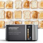 Balter TS-34 4-Slice Toaster, 1400W Stainless Steel with LCD Touch Panel, Built-in Warming Rack, Extra-Wide 1.5" Slots, Safe Cool-Touch Housing, BPA-Free, 6 Browning Levels, Removable Crumb Tray