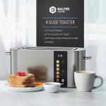 Balter TS-34 4-Slice Toaster, 1400W Stainless Steel with LCD Touch Panel, Built-in Warming Rack, Extra-Wide 1.5" Slots, Safe Cool-Touch Housing, BPA-Free, 6 Browning Levels, Removable Crumb Tray