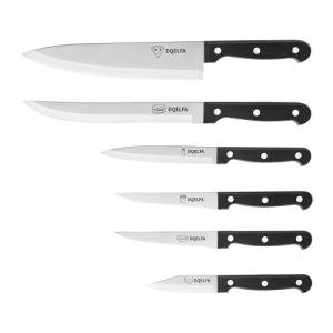 DQELFA 6 Piece Kitchen Knife Set, Stainless Steel Knife Set With Ergonomic Handle, Rustproof, Dishwasher Safe (Black, Fun Food Icons)