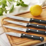 DQELFA 6 Piece Kitchen Knife Set, Stainless Steel Knife Set With Ergonomic Handle, Rustproof, Dishwasher Safe (Black, Fun Food Icons)