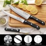 DQELFA 6 Piece Kitchen Knife Set, Stainless Steel Knife Set With Ergonomic Handle, Rustproof, Dishwasher Safe (Black, Fun Food Icons)