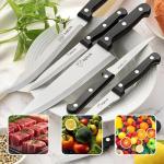 DQELFA 6 Piece Kitchen Knife Set, Stainless Steel Knife Set With Ergonomic Handle, Rustproof, Dishwasher Safe (Black, Fun Food Icons)