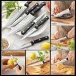 DQELFA 6 Piece Kitchen Knife Set, Stainless Steel Knife Set With Ergonomic Handle, Rustproof, Dishwasher Safe (Black, Fun Food Icons)