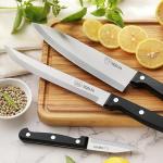 DQELFA 6 Piece Kitchen Knife Set, Stainless Steel Knife Set With Ergonomic Handle, Rustproof, Dishwasher Safe (Black, Fun Food Icons)