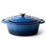Oval Dutch Oven for Bread Baking, 4.5 Quart Non Stick Enameled Cast Iron Dutch Oven Pot with Lid, Oven Safe Oval Casserole with Lid up to 500°F for Baking, Braising, Stews, Roasting (Blue)